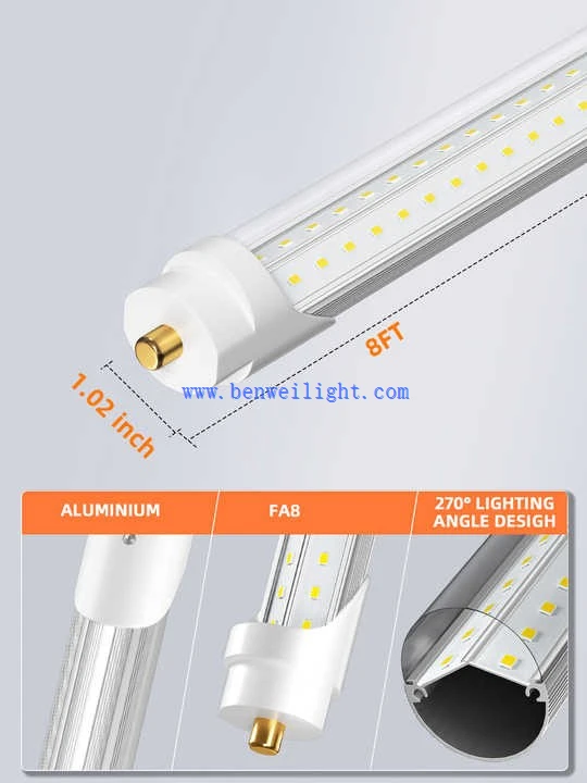 72W 8-fots LED-pærer med én pinne