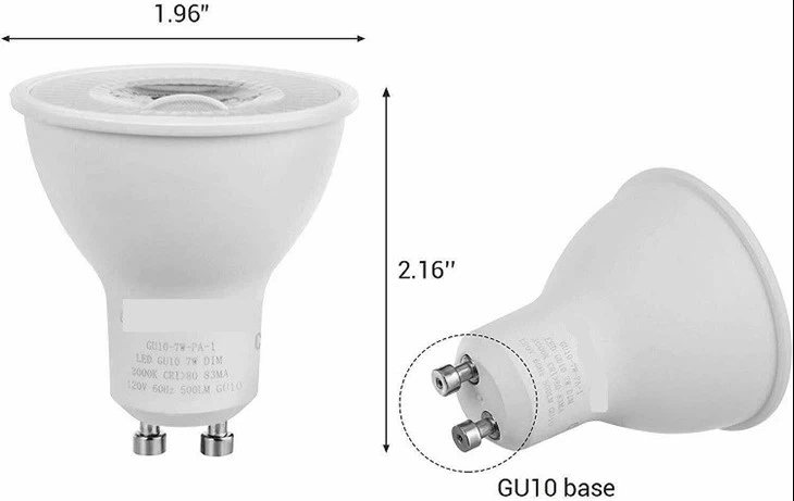 GU10 LED Dimmable Bulb size