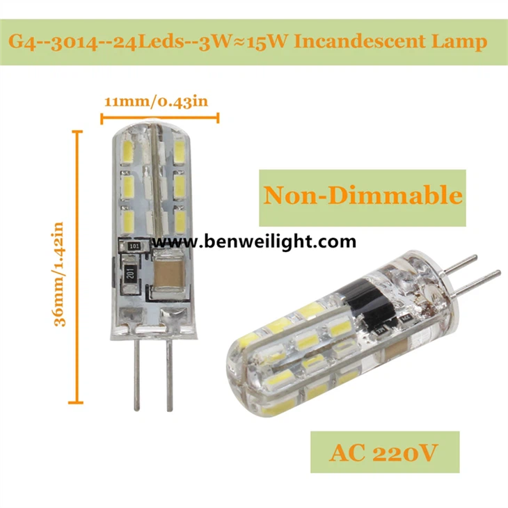 LED-kapselpærer: G4/G9/E14, 220V/12V AC/DC