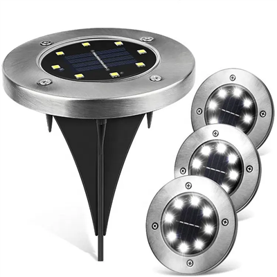 8-LED solar hagelys – automatisk på/av, vanntett for gangveier og sikkerhet